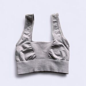 Free People Gray Ribbed Sports Bra